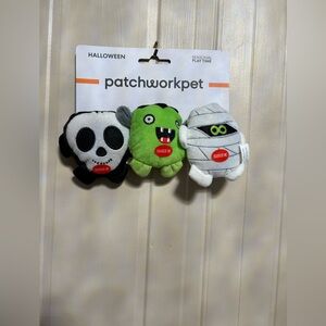PATCHWORK SET OF 3 LITTLE DOG TOY HALLOWEEN  PLUSH SET w/SQUEAKERS